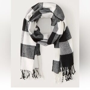 Abercrombie‎ Fitch Plaid Buffalo Check Scarf Fringe Wool Blend Women's